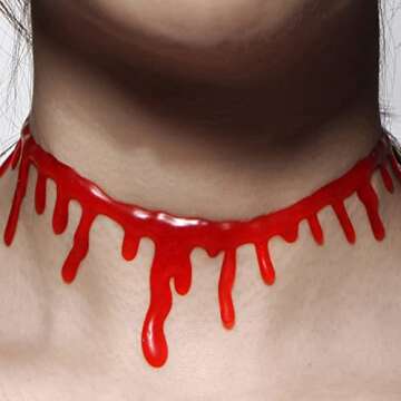 yaozeio Dripping Blood Choker Halloween Necklace for Women Vampire Costume Accessories Slit Throat B...