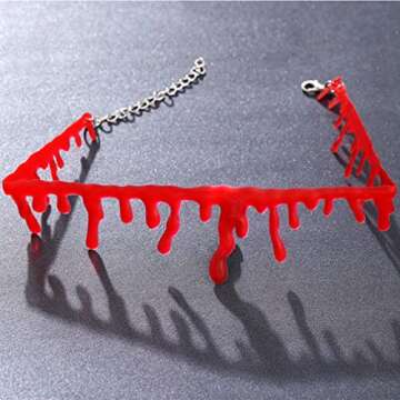 yaozeio Dripping Blood Choker Halloween Necklace for Women Vampire Costume Accessories Slit Throat Bloody Choker Necklace for Halloween Party Favors for Adults 2Pcs