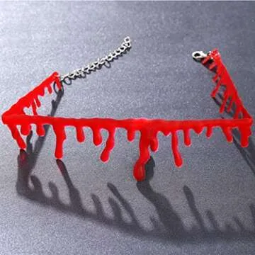 yaozeio Dripping Blood Choker Halloween Necklace for Women Vampire Costume Accessories Slit Throat Bloody Choker Necklace for Halloween Party Favors for Adults 2Pcs