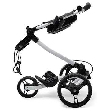 OMADA GOLF Trilite Golf Push Cart, Lightweight & Durable, Aircraft-Grade Aluminum Frame, White/Black, for Adults