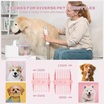 supenjoy K3 Pet Grooming Vacuum Kit & Dog Hair Vacuum Groomer with 13KPa Suction 1.5L, Low Noise Dog...