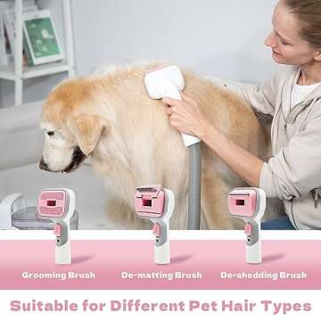 supenjoy K3 Pet Grooming Vacuum Kit & Dog Hair Vacuum Groomer with 13KPa Suction 1.5L, Low Noise Dog Vacuum Brush for Shedding Dog Grooming Vacuum with 6-in-1 Grooming Tools Shedding Pet Hair Pink