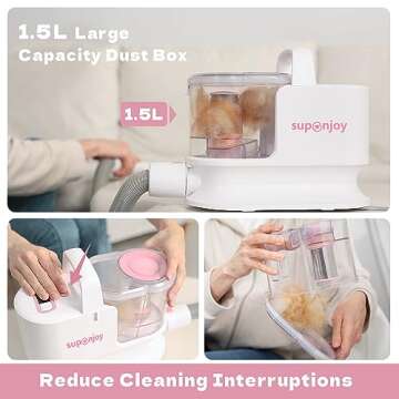 supenjoy K3 Pet Grooming Vacuum Kit & Dog Hair Vacuum Groomer with 13KPa Suction 1.5L, Low Noise Dog Vacuum Brush for Shedding Dog Grooming Vacuum with 6-in-1 Grooming Tools Shedding Pet Hair Pink