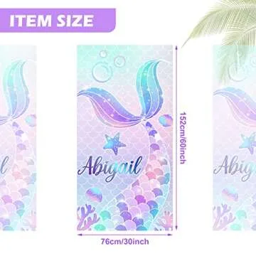 SearchI Personalized Beach Towel,Custom Name Beach Towel,Sand Free Microfiber Towels Custom Gifts with Name for Travel Beach Pool Bath Quick Dry Towel Blanket for Kids Adults 30''x60''(Mermaid)