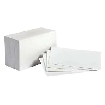 Amazon Basics Blank Index Cards, 1000 Count, 10 Pack of 100, White, 3" x 5"
