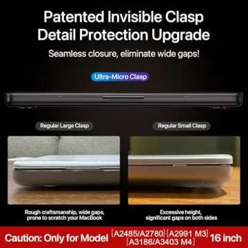 Soonjet for MacBook Pro 16 inch Case M4 2024-2021 M3 M2 M1 Pro/Max [100% Match Official Color] [Scientific Slim] Protective Hard Case Laptop Cover A3403 A3186 A2991 A2780 A2485 - Space Black Clear
