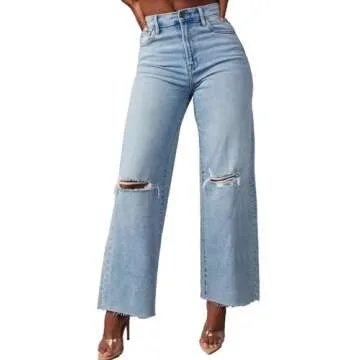 Stylish Allimy High Rise Wide Leg Crop Jeans for Women