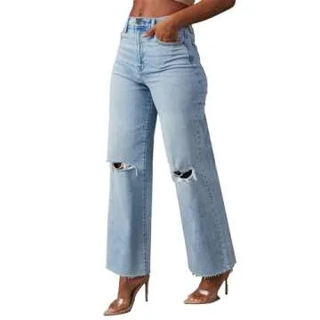 Stylish Allimy High Rise Wide Leg Crop Jeans for Women