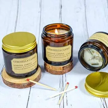 LA BELLEFÉE Citronella Candles Outdoor, Lemongrass Candles, Travel Tin Citronella Candle Gift Set for Camping Trips, Backyards or Indoor Activities Use（3x3.5oz/300g）