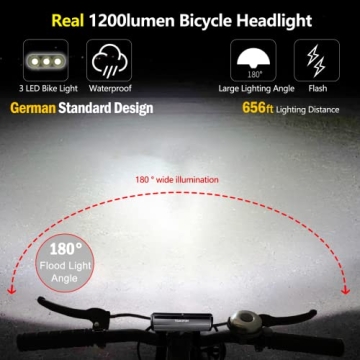 Super Bright 1200 Lumen Bike Light, USB-C & Waterproof