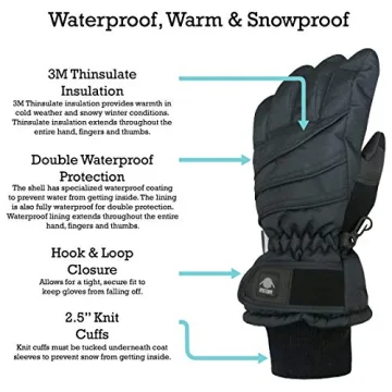 Kids Waterproof Winter Gloves - Thinsulate, 3-4Y
