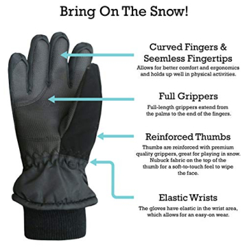 Kids Waterproof Winter Gloves - Thinsulate, 3-4Y