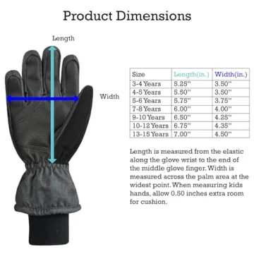 Kids Waterproof Winter Gloves - Thinsulate, 3-4Y
