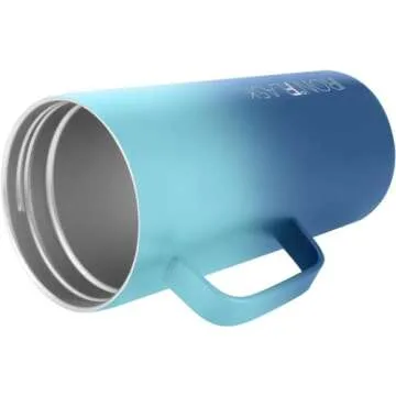 IRON °FLASK Grip Novelty Coffee Mug - Leak Proof, Vacuum Insulated Stainless Steel Bottle, Double Walled, Thermo Travel, Hot Cold, Water Metal Canteen - Blue Waves, 16 Oz - Rubber Bottom