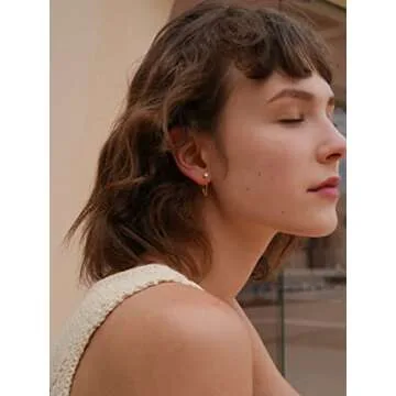 S.Leaf Cubic Zirconia Stud Earrings with Chain Sterling Silver Dangle Earrings for Women (cz-gold)