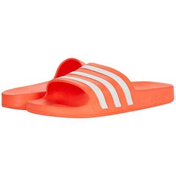 adidas Women's Adilette Aqua Slides Sandal, Solar Red/White/Solar Red, 7