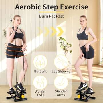 NOAOVO Steppers for Exercise at Home, Mini Stepper with Resistance Bands, Portable Stair Stepper Mac...