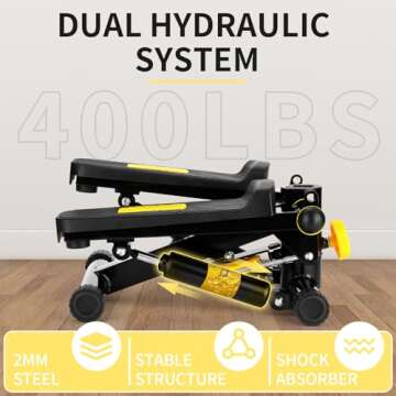 NOAOVO Steppers for Exercise at Home, Mini Stepper with Resistance Bands, Portable Stair Stepper Machine 400LBS Loading Capacity, Exercise Stepper for Home Office Workout