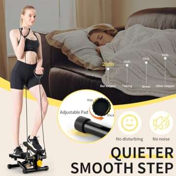 NOAOVO Steppers for Exercise at Home, Mini Stepper with Resistance Bands, Portable Stair Stepper Machine 400LBS Loading Capacity, Exercise Stepper for Home Office Workout