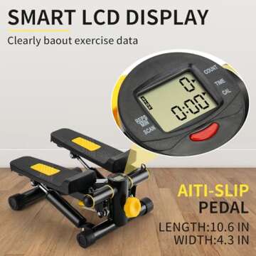 NOAOVO Steppers for Exercise at Home, Mini Stepper with Resistance Bands, Portable Stair Stepper Machine 400LBS Loading Capacity, Exercise Stepper for Home Office Workout