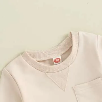 MAYUMMPY Baby Boys Girl Solid Outfit Long Sleeve Crewneck Oversized Sweatshirt Sweatpants Pants Set Fall Winter Clothes