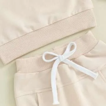 MAYUMMPY Baby Boys Girl Solid Outfit Long Sleeve Crewneck Oversized Sweatshirt Sweatpants Pants Set Fall Winter Clothes