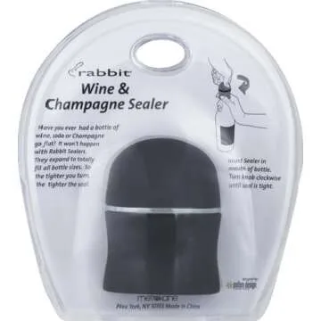 Rabbit Champagne and Wine Sealer - Air-Tight Wine Preserver, Champagne Stopper - Bar Essential Kitchen Tool for Freshness & Flavor, Wine Lover's Collection, Easy & Comfortable To Use (Velvet Black)