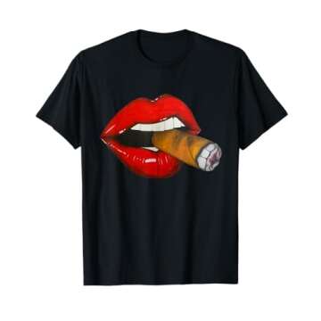 Sexy Women Smoking Cuban Cigar Red Lips Smoking T-Shirt