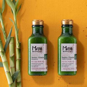 Maui Moisture Thicken & Restore + Bamboo Fibers Strengthening Shampoo and Conditioner for Softer, Thicker Transitioning Hair