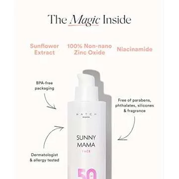 HATCH Collection | Sunny Mama Face Sunscreen | Mineral Sunscreen Broad Spectrum SPF 50, Pregnancy Safe, SPF For Face