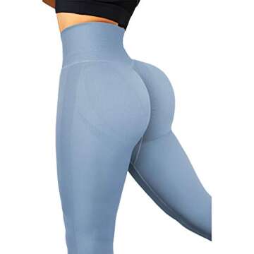 SUUKSESS Women Seamless Butt Lifting High Waisted Leggings Ombre Contour Booty Yoga Pants (Light Blue, S)
