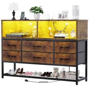 eiskah LED Dresser with Charging Station for Bedroom