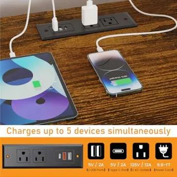 eiskah LED Dresser with Charging Station for Bedroom