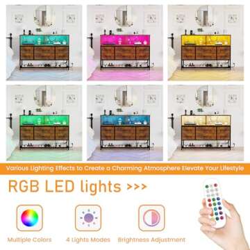 eiskah LED Dresser with Charging Station for Bedroom