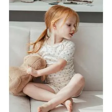 AVAUMA Baby Boys Girls Pajama Set 6M-7T Kids Toddler Snug fit Pattern Design Pjs Cotton Sleepwear Flower Pattern (Violet_Short Ivory M)