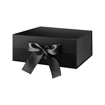 BLK&WH Gift Box with Ribbon - 9x6.5x4 Inches, Magnetic Lid for All Occasions