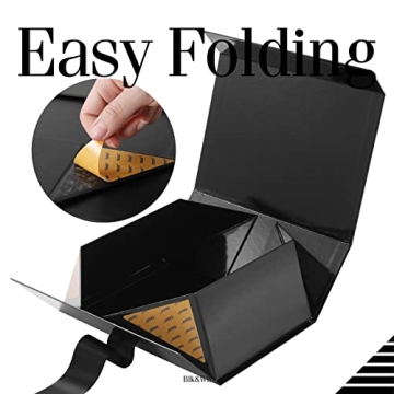 BLK&WH Glossy Black Gift Box with Ribbon for All Gifts