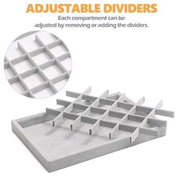 DIOMMELL 5 Pack Stackable Velvet Jewelry Trays Organizer, Jewelry Display Storage Box Showcase Holder Dresser Drawer Organizer for Earring Necklace Bracelet Ring Accessary, Grey