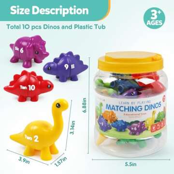 Matching Number Counting Dinosaur Toys with Double-Sided 1 2 3 Number Preschool Learning Sensory Sorting Educational Montessori Toy Sets for Kids Toddler Aged 3+ Years Old…