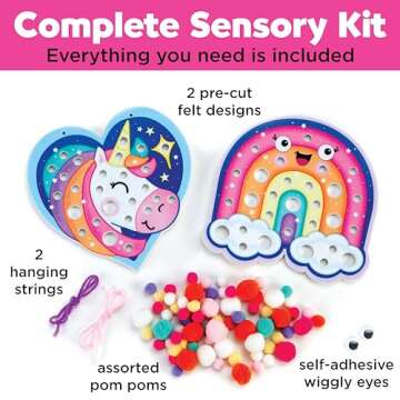 Creativity for Kids Pom Pom Pictures: Magical - Rainbow and Unicorn - Preschool and Toddler Crafts, Gifts for Ages 3+