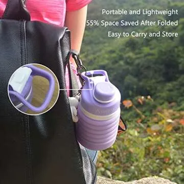 Anntrue Collapsible Silicone Water Bottle 18oz, Food-Grade, Leak Proof, Foldable Travel Water Bottle(Lilac)