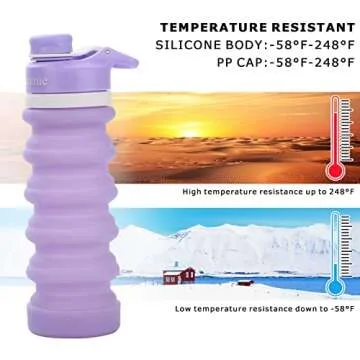 Anntrue Collapsible Silicone Water Bottle 18oz, Food-Grade, Leak Proof, Foldable Travel Water Bottle(Lilac)