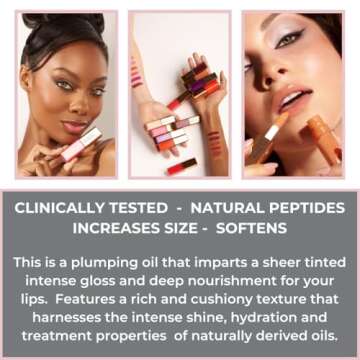 Rinna Beauty Larger Than Life Lip Plumping Oil - Bright Bombshell - Moisturizes & Hydrates Lips - Natural Plumping Over Time - Vegan, Cruelty-Free, & Paraben-Free 0.3 Fl Oz