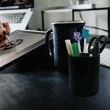 minimaliving Pen Holder,Nordic Style Silicone Waterproof Pencil Holder for Desk Simple&Modern Minimalist Makeup Organizer Multifunctional Office Supplies for Home,Kids and School (Black)