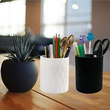 minimaliving Pen Holder,Nordic Style Silicone Waterproof Pencil Holder for Desk Simple&Modern Minimalist Makeup Organizer Multifunctional Office Supplies for Home,Kids and School (Black)