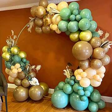 Monlot Sage Green Brown Balloon Garland Kit 135 Pcs Woodland Baby Shower Decorations Bear Balloon Arch Metallic Gold Nude Matte Balloons for Adventure Camping Theme Birthday Party Decorations