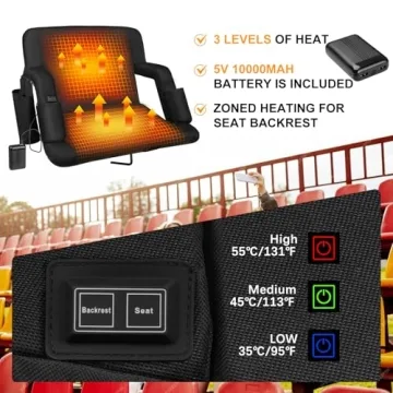 Heated Stadium Seats for Bleachers with Back Support and Battery