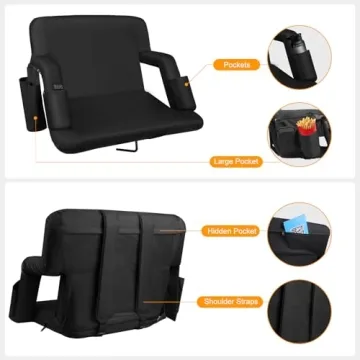 Heated Stadium Seats for Bleachers with Back Support and Battery