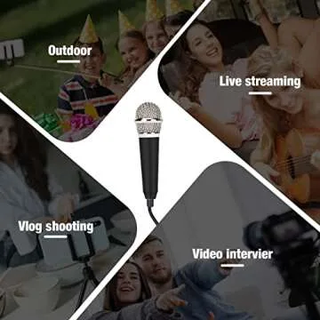 DELADOLA Mini Microphone,Portable Vocal Tiny Microphone, Asmr Microphone,Phone Microphone, Mini Karaoke Microphone for Voice Recording Chatting and Singing On iPhone,Android,Laptop Notebook(Black)