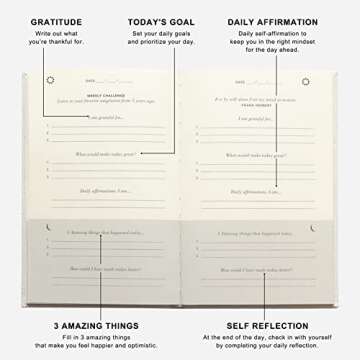 The Gratitude Diary - Day Guide for More Mindfulness, Happiness, Affirmation and Productivity | A Simple Undated Effective Daily Planner Gratitude Journal for Women & Men